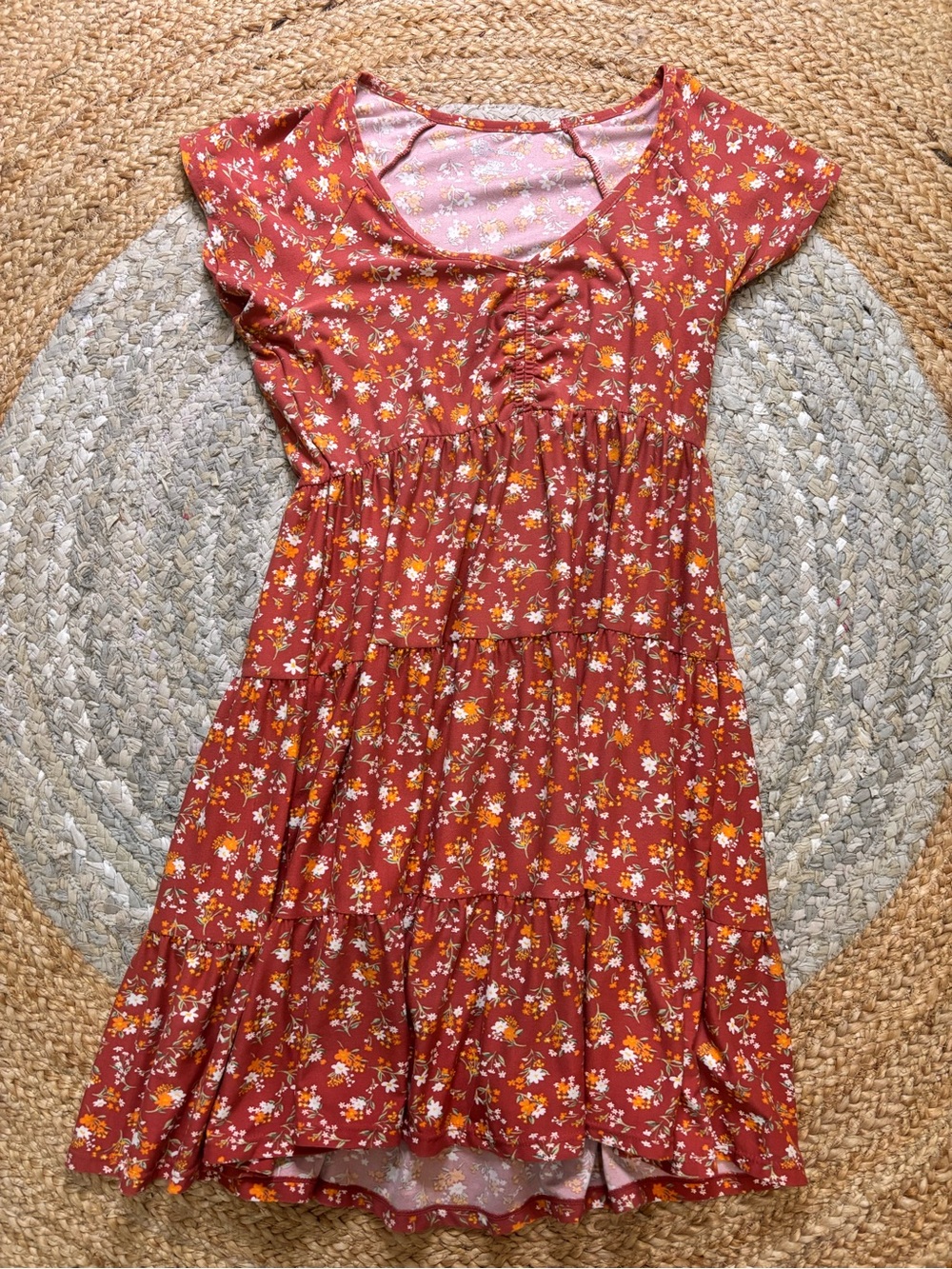 Women’s Rust Floral Tiered Dress